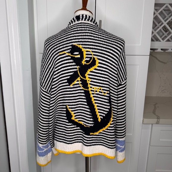 Anthropologie Maeve M/L Portside Nautical Anchor Cardigan Sweater Knit Women’s - Picture 5 of 6